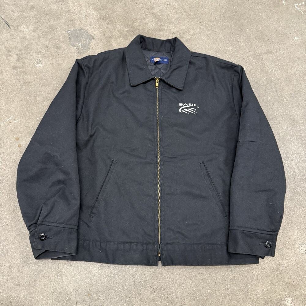 VINTAGE DICKIES EISENHOWER FULL ZIP INSULATED WORK TWILL JACKET BLACK LARGE
